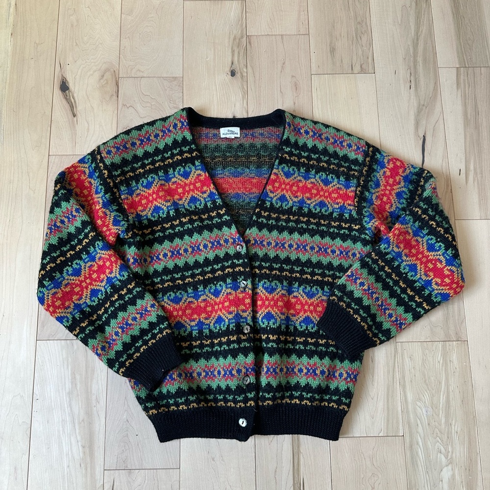 Red and Green Nordic Cardigan Sweater